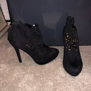 Black cut out booties